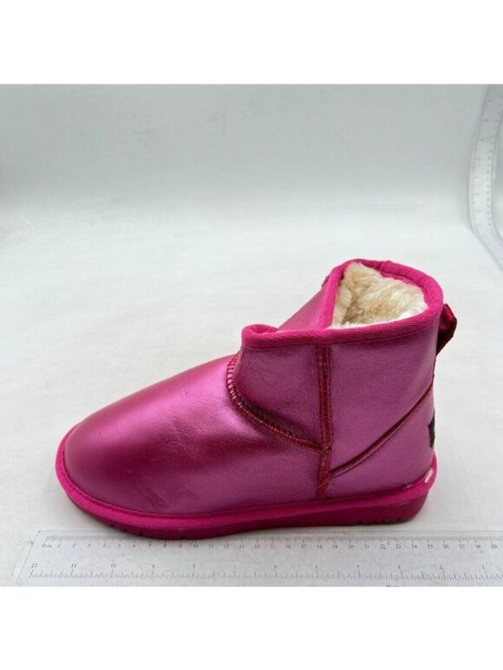 Womens Short Snow Boots Classic Faux Fur Lined Slip On Ankle Booties PInk